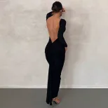 Elegant Backless Evening Dress Sexy Long Silhouette European and American Style Perfect for Part