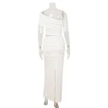Sexy One Shoulder Crop Top and High Waisted Skirt Set Elegant Design Premium Fabric Perfect for