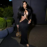 Winter Womens Sexy Hollow Out Bodycon Dress Long Sleeve Waist Cutout Elegant Design Perfect for