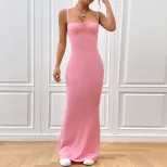 Y2K Sexy Bodycon Maxi Dress Ruched Bust Spaghetti Straps Slim Fit Elegant Style Perfect for Part