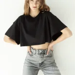 Womens Short Sleeve T Shirt Solid Color Y2K Style Cotton Fabric Casual Spring Summer Wear Wholes