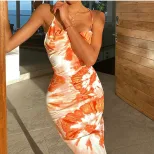 Tie Dye Print Maxi Dress Sexy Cross Back Design Summer Casual Wear Wholesale Available bulk orde