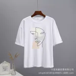 Abstract Aesthetic Printed T Shirt for Women Soft Cotton Loose Fit Basic Style Summer Casual Wea