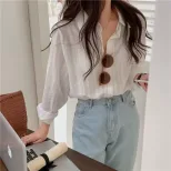 Womens French Style Long Sleeve White Shirt Unique Design Summer Fashion UV Protection Wholesale