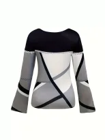 Womens Slim Fit Printed T Shirt Casual Style Flared Sleeves Autumn Fashion Perfect for Everyday
