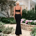 Elegant Womens Maxi Dress Square Neck Slim Fit Minimalist Design Spring Summer Fashion Wholesale