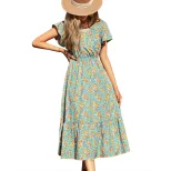 Floral Print Chiffon Dress V Neck Casual Style Vacation Ready Wholesale Available factory direct