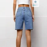Loose Fit Womens Denim Shorts Washed Fabric Casual Style Summer Essential Wholesale Available