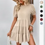 Womens Summer Dress Slim Fit Solid Color Pleated Design Casual or Formal Occasions Wholesale Ava