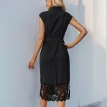 Elegant Lace Collar Dress Minimalist Style Solid Color Summer Wear Wholesale Available low MOQ