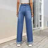 Casual Straight Leg Denim Jeans Versatile Comfortable Stylish Everyday Wear Wholesale Available