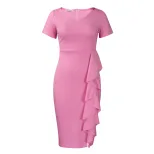 Plus Size Womens Dress Elegant Ruffle Hem Stylish Design Comfortable Fit Perfect for Casual or F