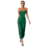 Satin Slip Dress Solid Color Elegant Design Sleeveless Perfect for Parties and Gatherings Wholes