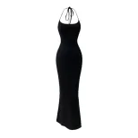Elegant Backless Maxi Dress Sexy Halter Neck High Waist Slim Fit Spring Summer Evening Gown Whol