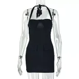 Slim Fit Backless Bodycon Dress Solid Color Sexy Elegant Perfect for Parties and Night Out Whole
