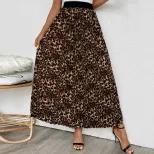 Pleated Midi Skirt Leopard Print Fashionable Spring Fall Style Wholesale Available OEM ODM servi