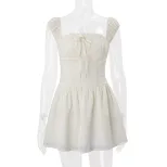 Womens Summer Dress Sweetheart Neckline Sleeveless Waist Defined Apricot Color low MOQ