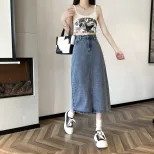 高腰牛仔半身裙女春夏2023新款复古a字中长款显瘦包臀裙子辣妹潮