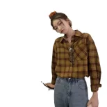 Plaid Flannel Shirt for Women Soft Fabric Vintage Style Unique Design Perfect for Autumn Casual