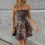 Summer Womens Leopard Print Strapless Mini Dress Sexy Style Comfortable Fit Trendy Design Wholes