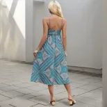 Vintage Inspired Floral Print Maxi Dress Waist Defining Sleeveless Bohemian Style Perfect for Su