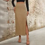 High Waisted Split Denim Skirt Fashionable Trendy Casual Suitable for Spring Summer Ready to Shi