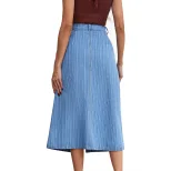 High Waisted Denim Skirt Flared A Line Casual Style Versatile Fit Perfect for Everyday Wear Whol