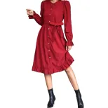 Elegant Solid Color Round Neck Dress for Women Fashion Comfortable Fit Versatile Style Wholesale