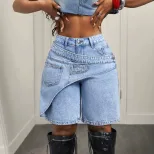 Womens Denim Shorts Casual Style Blue Color Available in S to XL Wholesale Supply factory direct private label