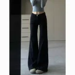 Black High Waist Flared Jeans for Women Stretchy Slim Fit Casual Spring Autumn Wear