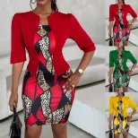 Plus Size Womens Floral Bodycon Dress Stylish Comfortable Versatile Perfect for Work or Casual O