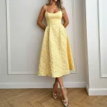 Elegant Princess Style Floral A Line Dress Sleeveless Waist Defined Summer Fashion Wholesale Ava