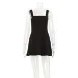 French Style Off Shoulder Dress Elegant High Waist A Line Silhouette Solid Color Perfect for Par