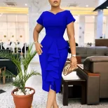 Plus Size Womens Dress Elegant Ruffle Hem Stylish Design Comfortable Fit Perfect for Casual or F