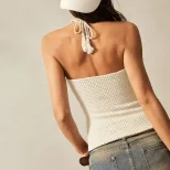 Womens Summer Sleeveless Crop Top Sexy Halter Neck Off Shoulder Design Casual Wear for Parties o