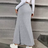 High Waisted Maxi Skirt Simple Versatile Draped Design Spring Summer Casual Wear Wholesale Avail