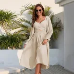 Elegant Square Neck Long Dress for Women High Waist Slim Fit Autumn Winter Style Wholesale Avail