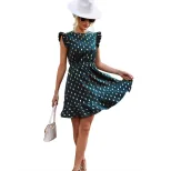 Sleeveless Polka Dot Dress Elegant Round Neck Chic Commuter Style Perfect for Spring and Summer