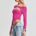 Womens Hollow Back T Shirt American Street Style Off Shoulder Design Spring Summer Fashion Whole