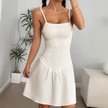 French Style Vacation Dress V Neck Backless Slim Fit Sleeveless Perfect for Summer Events Wholes