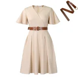 Summer Womens A Line Dress V Neck Bell Sleeves Casual Style Perfect for Everyday Wear Wholesale