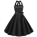 Polka Dot Maxi Dress Strapless Fitted Waist Vintage Style Perfect for Parties and Events Wholesa