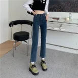 欧洲站牛仔裤女2023春季新款韩版大码宽松百搭大码减龄直筒烟管裤