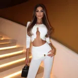 Womens Autumn Winter Elegant Two Piece Set Slim Fit Pleated Design Fashionable Style Perfect for