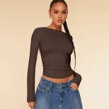 Sexy Backless Crop T Shirt Spring Summer Style European and American Design Comfortable Fabric W