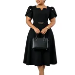 Plus Size Elegant High Waist Dress Summer Fashion African Print Comfortable Fabric Wholesale Ava