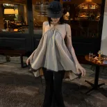 Summer Satin Off Shoulder Dress Sexy Backless Loose Fit Deep V Neck Elegant Evening Wear Wholesa