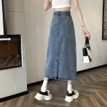 高腰牛仔半身裙女春夏2023新款复古a字中长款显瘦包臀裙子辣妹潮