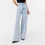 High Waisted Casual Straight Leg Wide Leg Jeans European and American Style Womens Fashion Whole