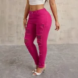 Slim Fit Ripped Jeans for Women Stretch Denim Tapered Leg Casual Style Wholesale Available bulk